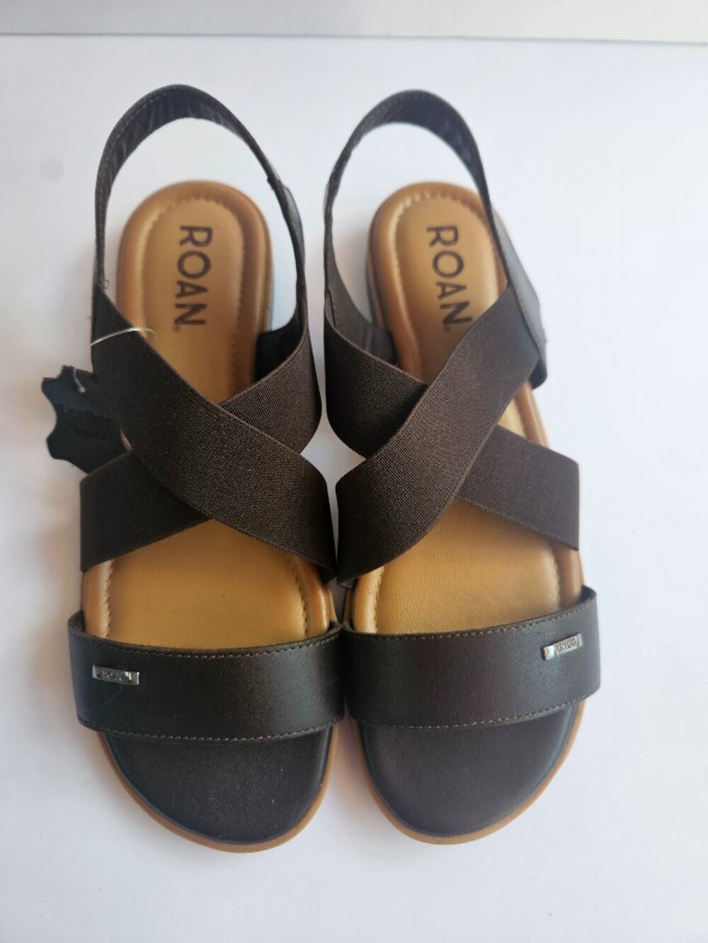 ROAN by Bed Stu Theodora Sandals Size 9 fit 8.5 Brown Leather Elastic Slingback